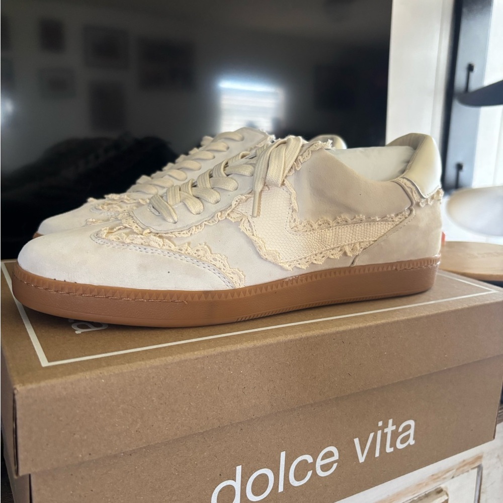 Dolce Vita Beige Sneakers with Tan Sole